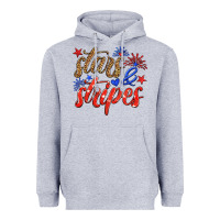 Heather Grey stars and stripes Heavyweight Hoodie - HRA Design Shop