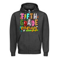 Charcoal Heather fifth grade energy Zipper Hoodie - texasbilliewilder