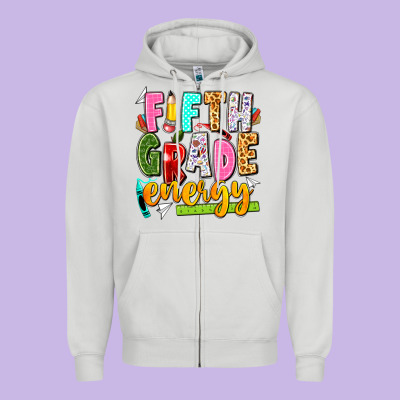Fifth Grade Energy Zipper Hoodie Designed By Texasbilliewilder
