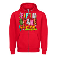 Red fifth grade energy Zipper Hoodie - texasbilliewilder