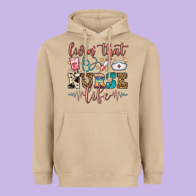 Livin' That Nurse Life Heavyweight Hoodie Designed By Fadigitalartstudio