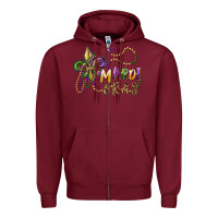 Burgundy mardi gras fleur de lis and beads Zipper Hoodie - RanaPortraitStore