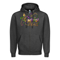 Charcoal Heather mardi gras fleur de lis and beads Zipper Hoodie - RanaPortraitStore