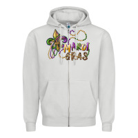 Dove Grey mardi gras fleur de lis and beads Zipper Hoodie - RanaPortraitStore