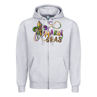 Heather Grey mardi gras fleur de lis and beads Zipper Hoodie - RanaPortraitStore