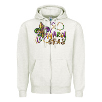 Oatmeal Heather mardi gras fleur de lis and beads Zipper Hoodie - RanaPortraitStore