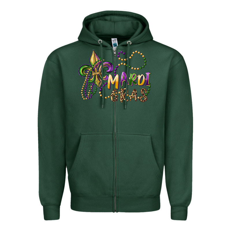 Mardi Gras Fleur De Lis And Beads Zipper Hoodie by RanaPortraitStore | Teevron