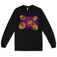 Black Halloween Pumpkin Cobweb Background Long Sleeve Tee - RanaPortraitStore