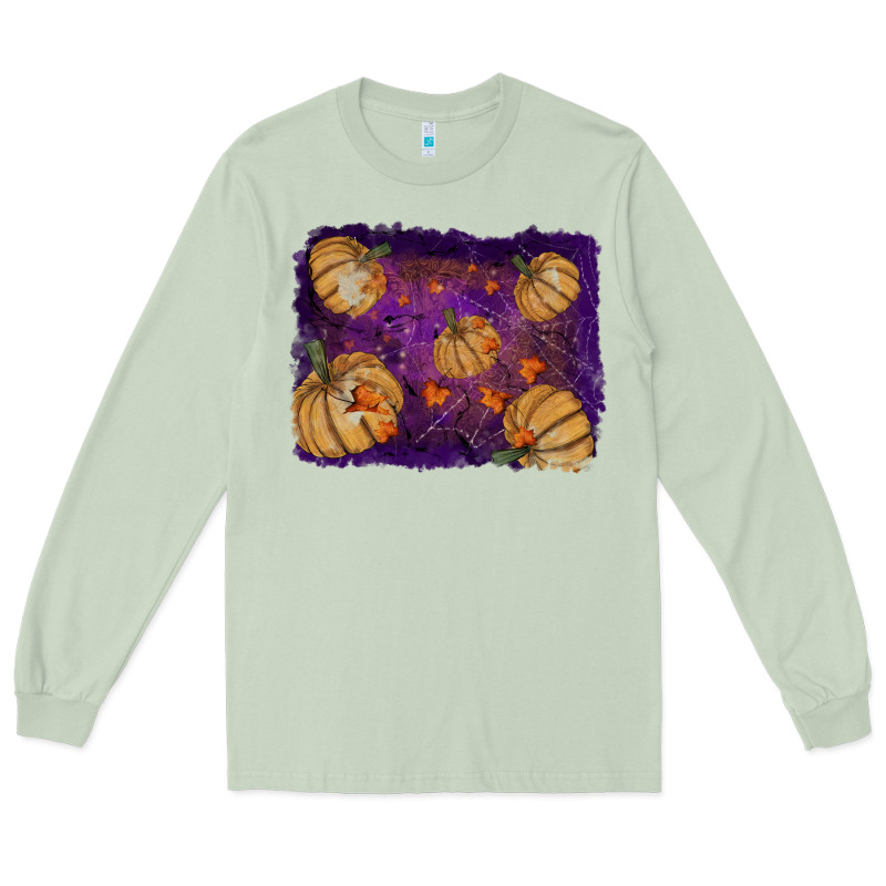 Halloween Pumpkin Cobweb Background Long Sleeve Tee by RanaPortraitStore | Teevron
