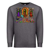 Charcoal Heather our lady of guadalupe happy hallothanksmas Premium Sweatshirt - JahusDesignShop