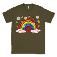 Army Green pride rainbow with daisy and butterfly Classic Tee - texasbilliewilder