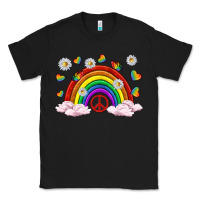 Black pride rainbow with daisy and butterfly Classic Tee - texasbilliewilder