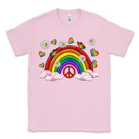 Bubblegum Pink pride rainbow with daisy and butterfly Classic Tee - texasbilliewilder