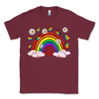 Burgundy pride rainbow with daisy and butterfly Classic Tee - texasbilliewilder