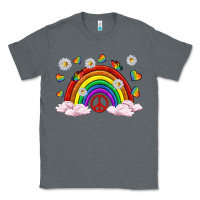 Charcoal Heather pride rainbow with daisy and butterfly Classic Tee - texasbilliewilder