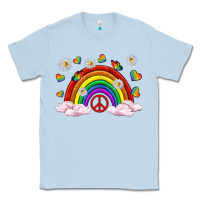 Dusty Blue pride rainbow with daisy and butterfly Classic Tee - texasbilliewilder