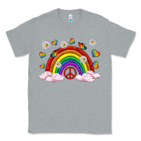 Heather Grey pride rainbow with daisy and butterfly Classic Tee - texasbilliewilder
