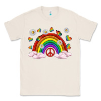 Natural pride rainbow with daisy and butterfly Classic Tee - texasbilliewilder