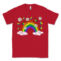 Red pride rainbow with daisy and butterfly Classic Tee - texasbilliewilder