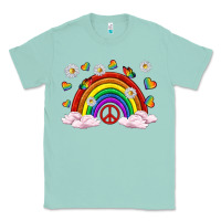 Seafoam pride rainbow with daisy and butterfly Classic Tee - texasbilliewilder