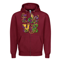 Burgundy love fleur de lis Zipper Hoodie - RanaPortraitStore
