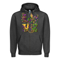 Charcoal Heather love fleur de lis Zipper Hoodie - RanaPortraitStore