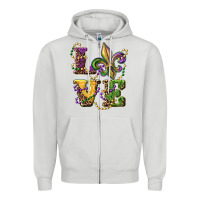 Dove Grey love fleur de lis Zipper Hoodie - RanaPortraitStore