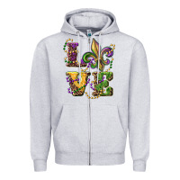 Heather Grey love fleur de lis Zipper Hoodie - RanaPortraitStore