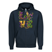 Navy love fleur de lis Zipper Hoodie - RanaPortraitStore