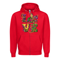 Red love fleur de lis Zipper Hoodie - RanaPortraitStore