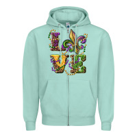Seafoam love fleur de lis Zipper Hoodie - RanaPortraitStore