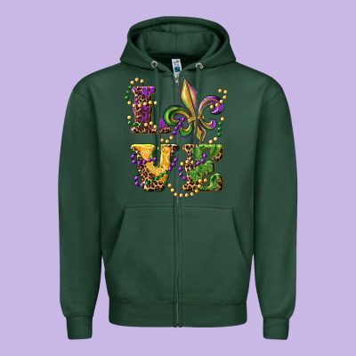 Love Fleur De Lis Zipper Hoodie Designed By Ranaportraitstore