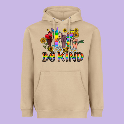 Be Kind Heavyweight Hoodie Designed By Cowhidedigitalart