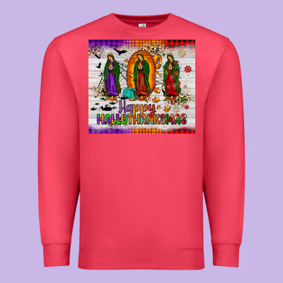 Our Lady Of Guadalupe Happy  Hallothanksmas Tumbler Premium Sweatshirt Designed By Jahusdesignshop