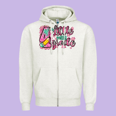 Little Miss 4th Grade Zipper Hoodie Designed By Zillion Design Studio