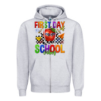 Heather Grey first day of school vibes Zipper Hoodie - texasbilliewilder