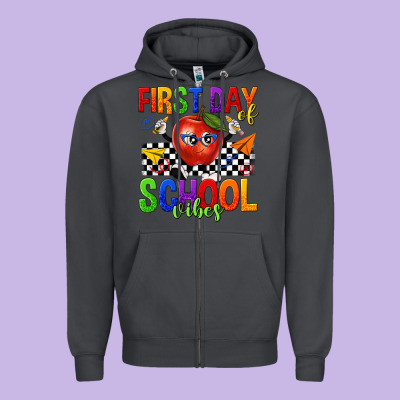First Day Of School Vibes Zipper Hoodie Designed By Texasbilliewilder