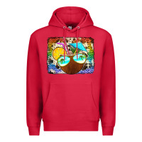 Cardinal coconut drink with sunglasses Premium Hoodie - Jasminsmagicworld