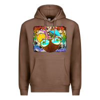 Chestnut coconut drink with sunglasses Premium Hoodie - Jasminsmagicworld
