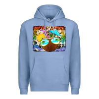Colony Blue coconut drink with sunglasses Premium Hoodie - Jasminsmagicworld