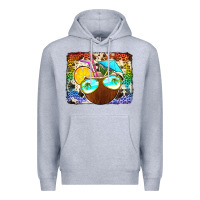 Heather Grey coconut drink with sunglasses Premium Hoodie - Jasminsmagicworld