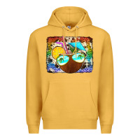 Mustard coconut drink with sunglasses Premium Hoodie - Jasminsmagicworld