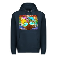 Navy coconut drink with sunglasses Premium Hoodie - Jasminsmagicworld
