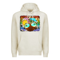 Oatmeal Heather coconut drink with sunglasses Premium Hoodie - Jasminsmagicworld
