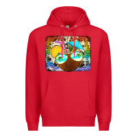 Red coconut drink with sunglasses Premium Hoodie - Jasminsmagicworld
