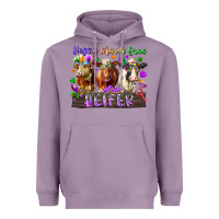 Lavender happy mardi gras heifer Heavyweight Hoodie - RacoonDesign