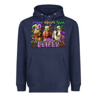 Navy happy mardi gras heifer Heavyweight Hoodie - RacoonDesign