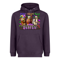 Plum happy mardi gras heifer Heavyweight Hoodie - RacoonDesign