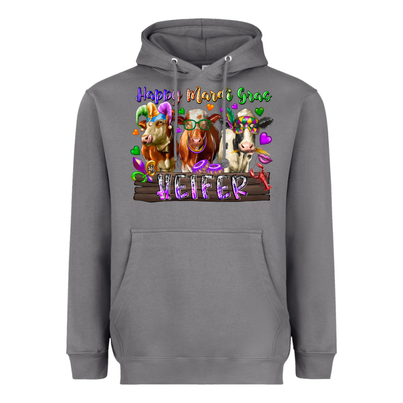 Happy Mardi Gras Heifer Heavyweight Hoodie by RacoonDesign | Teevron