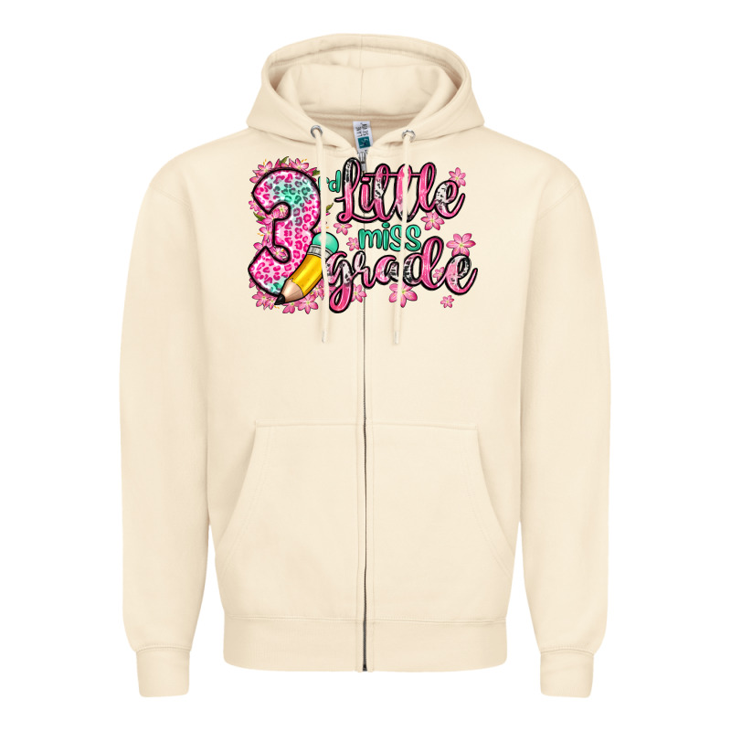 Little Miss 3rd Grade Zipper Hoodie by Zillion Design Studio | Teevron